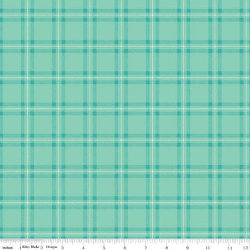 SALE FLANNEL Glamp Camp Plaid F12579 Teal - Riley Blake Designs - Camping - FLANNEL Cotton Fabric