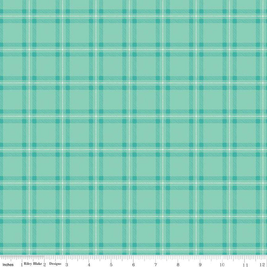 SALE FLANNEL Glamp Camp Plaid F12579 Teal - Riley Blake Designs - Camping - FLANNEL Cotton Fabric