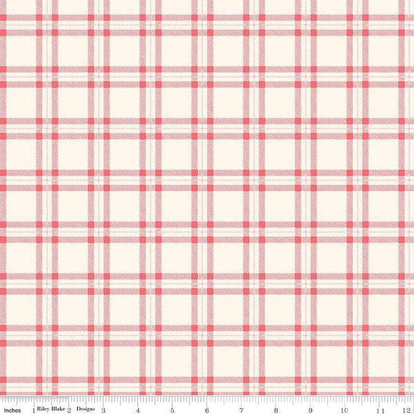 SALE FLANNEL Glamp Camp Plaid F12579 Cream - Riley Blake Designs - Camping - FLANNEL Cotton Fabric