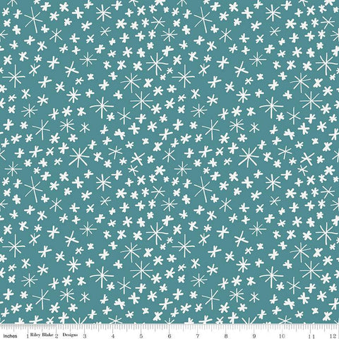 FLANNEL Nice Ice Baby Snowflakes F12574 Teal - Riley Blake Designs - Winter Snowflake - FLANNEL Cotton Fabric