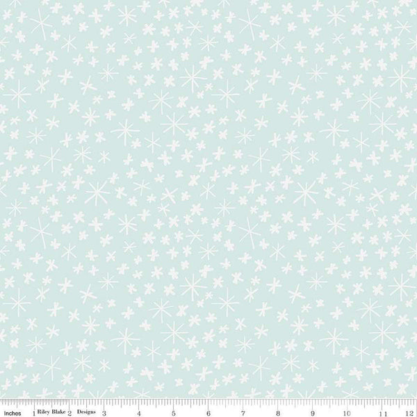 22" End of Bolt - SALE FLANNEL Nice Ice Baby Snowflakes F12574 Mint - Riley Blake Designs - Winter Snowflake - FLANNEL Cotton Fabric