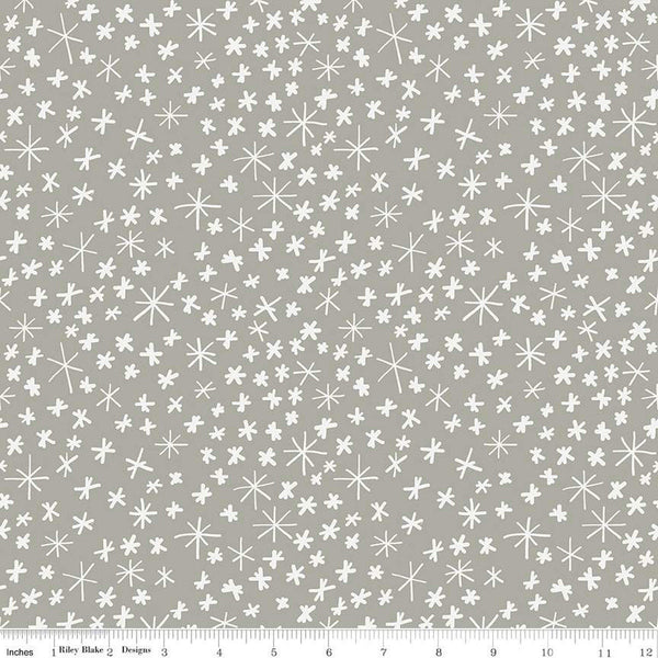 FLANNEL Nice Ice Baby Snowflakes F12574 Gray - Riley Blake Designs - Winter Snowflake - FLANNEL Cotton Fabric