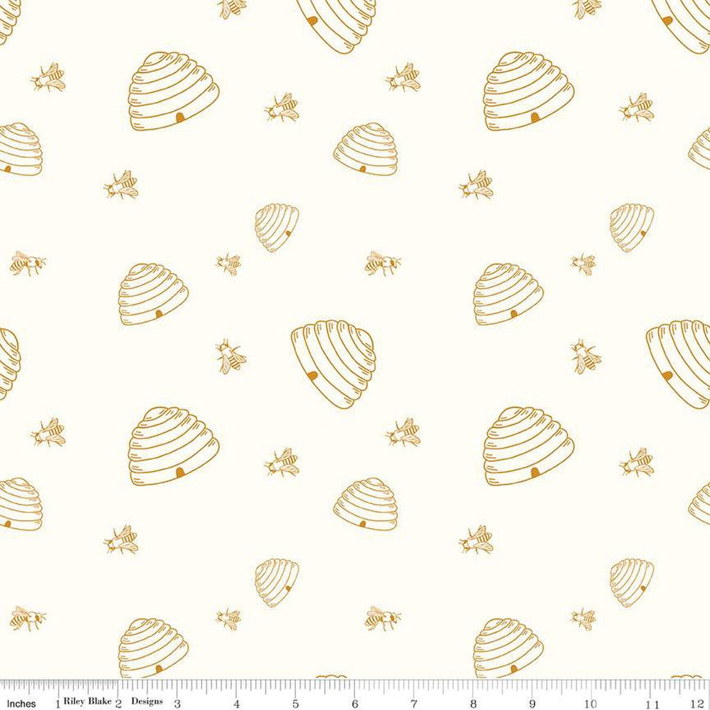 The Beehive State Beehives C12532 Cloud - Riley Blake Designs - Utah Bees Honeybees - Quilting Cotton Fabric