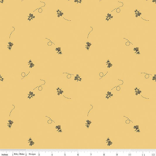 19" End of Bolt - DEAL The Beehive State Bees C12533 Honey - Riley Blake Designs - Utah Honeybees - Quilting Cotton Fabric