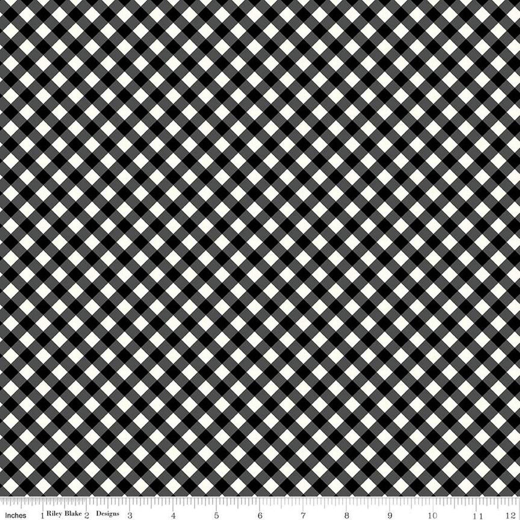 The Beehive State PRINTED Gingham C12534 Black - Riley Blake Designs - Utah Cloud/Black Diagonal Check - Quilting Cotton Fabric