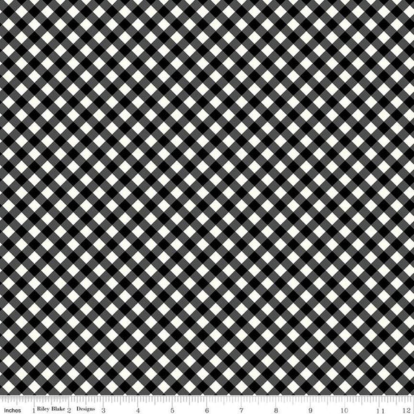 The Beehive State PRINTED Gingham C12534 Black - Riley Blake Designs - Utah Cloud/Black Diagonal Check - Quilting Cotton Fabric