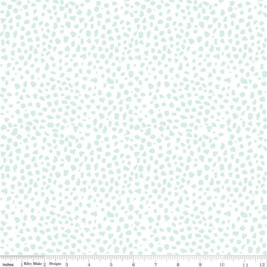 SALE Hush Hush 2 On the Spot C12885 - Riley Blake Designs - Low-Volume Aqua Splotches - Quilting Cotton Fabric