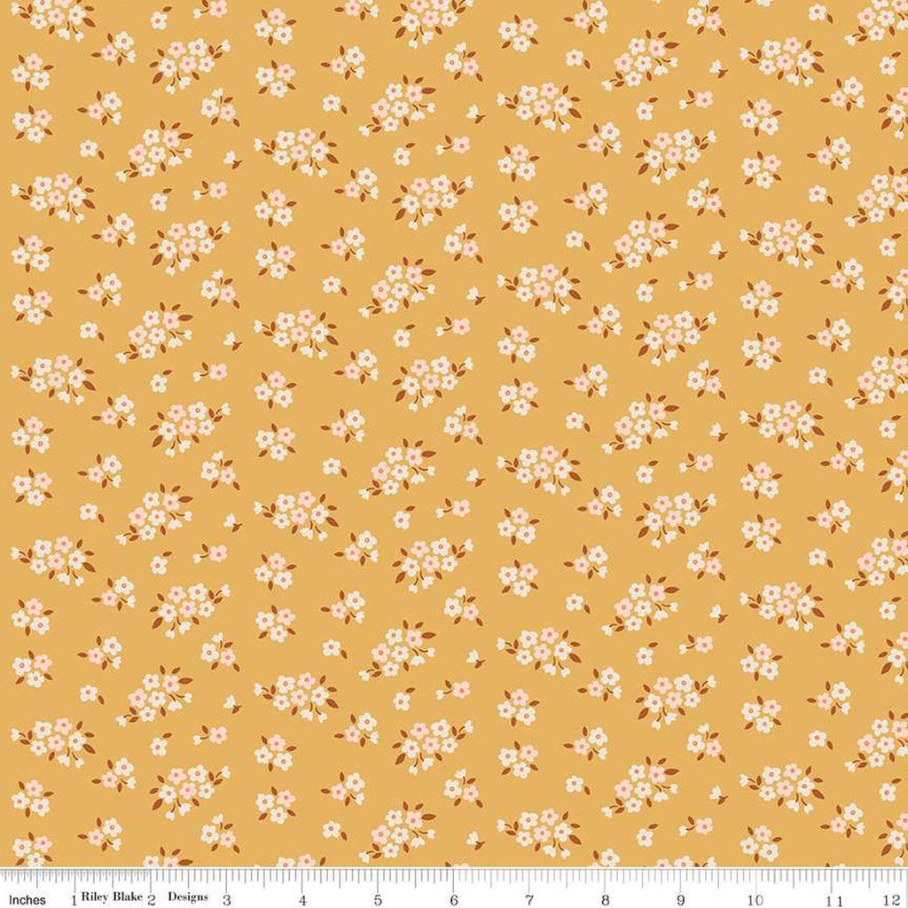 Fairy Dust Floral C12444 Mustard - Riley Blake Designs - Flower Flowers - Quilting Cotton Fabric