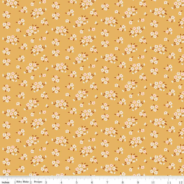 Fairy Dust Floral C12444 Mustard - Riley Blake Designs - Flower Flowers - Quilting Cotton Fabric