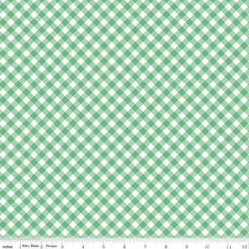 SALE Bee Ginghams Tammy Alpine Green 1/4" Printed Gingham Plaid Fabric - C12554 - Lori Holt Riley Blake Quilting Cotton Fabric