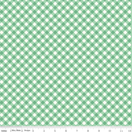 SALE Bee Ginghams Tammy Alpine Green 1/4" Printed Gingham Plaid Fabric - C12554 - Lori Holt Riley Blake Quilting Cotton Fabric