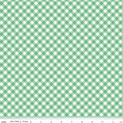 SALE Bee Ginghams Tammy C12554 Alpine - Riley Blake Designs - 1/4" PRINTED Gingham Diagonal Plaid Check - Lori Holt - Quilting Cotton Fabric