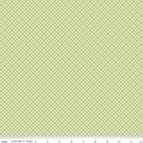 SALE Bee Ginghams Rebecca C12555 Lettuce - Riley Blake - 1/8" PRINTED Gingham Diagonal Plaid Check - Lori Holt - Quilting Cotton Fabric
