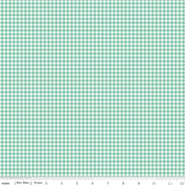 SALE Bee Ginghams Camille C12560 Sea Glass - Riley Blake Designs - 1/8" PRINTED Gingham Plaid Checks - Lori Holt - Quilting Cotton Fabric