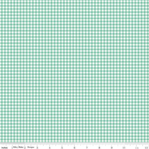 SALE Bee Ginghams Camille C12560 Sea Glass - Riley Blake Designs - 1/8" PRINTED Gingham Plaid Checks - Lori Holt - Quilting Cotton Fabric