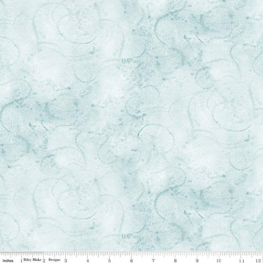Painter's Watercolor Swirl C680 Bleached Denim - Riley Blake Designs - Blue Tone-on-Tone - Quilting Cotton Fabric