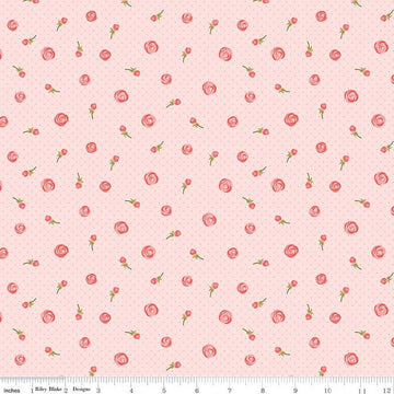Fable Buds C12712 Blush - Riley Blake Designs - Floral Flowers Pin Dots - Quilting Cotton Fabric