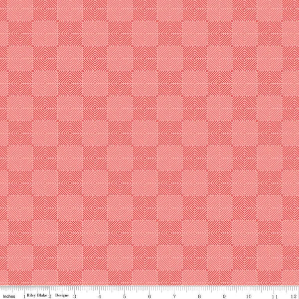 SALE Fable Tile  C12717 Coral - Riley Blake Designs - Checkerboard Checks Check Geometric - Quilting Cotton Fabric