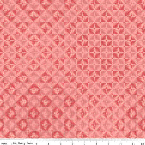 Fable Tile  C12717 Coral - Riley Blake Designs - Checkerboard Checks Check Geometric - Quilting Cotton Fabric