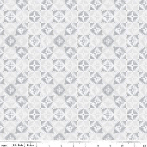 CLEARANCE Fable Tile  C12717 Silver - Riley Blake Designs - Checkerboard Checks Check Geometric - Quilting Cotton Fabric