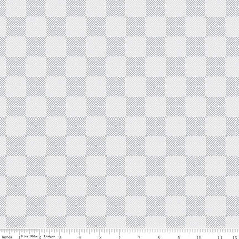 CLEARANCE Fable Tile  C12717 Silver - Riley Blake Designs - Checkerboard Checks Check Geometric - Quilting Cotton Fabric