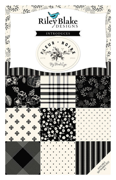 Fleur Noire 2.5 Inch Rolie Polie Jelly Roll 40 pieces - Riley Blake - Precut Pre cut Bundle - Black Cream - Quilting Cotton Fabric