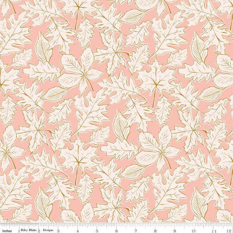 CLEARANCE Maple Fall C12471 Pink - Riley Blake Designs - Leaf Leaves - Quilting Cotton Fabric