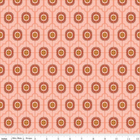 CLEARANCE Maple Sunflower C12472 Pink - Riley Blake - Flowers Medallions Geometric - Quilting Cotton Fabric