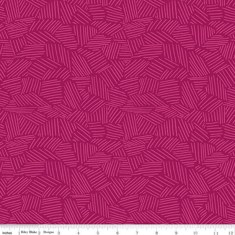 Leafy Keen Sketch C12643 Razzmatazz - Riley Blake Designs - Lines Random Geometric Tone-on-Tone - Quilting Cotton Fabric