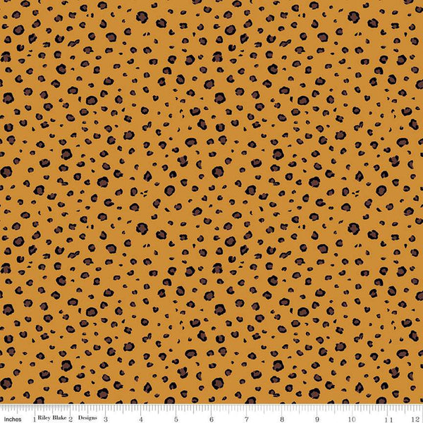 CLEARANCE Leafy Keen Spots C12644 Butterscotch - Riley Blake Designs - Leopard Spots Animal Print - Quilting Cotton Fabric