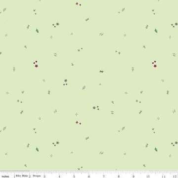 SALE LINEN Leafy Keen Toss LN12645 Celery - Riley Blake Designs - Flowers Crosses Leaves Dots - Quilting Cotton Fabric