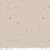 SALE LINEN Leafy Keen Toss LN12645 Tan - Riley Blake Designs - Flowers Crosses Leaves Dots - Quilting Cotton Fabric