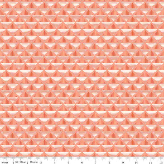 CLEARANCE Maple Geo C12475 Coral - Riley Blake Designs - Geometric Diagonal Squares - Quilting Cotton Fabric