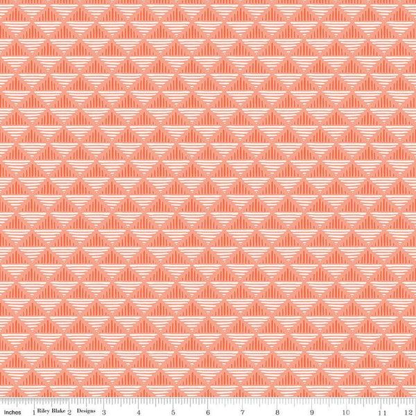 CLEARANCE Maple Geo C12475 Coral - Riley Blake Designs - Geometric Diagonal Squares - Quilting Cotton Fabric