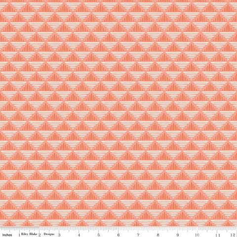 SALE Maple Geo C12475 Coral - Riley Blake Designs - Geometric Diagonal Squares - Quilting Cotton Fabric