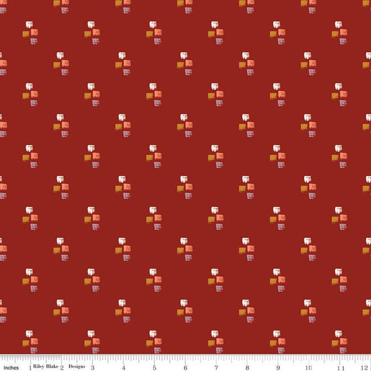 SALE Maple Strokes C12477 Brick - Riley Blake Designs - Geometric Squares - Quilting Cotton Fabric