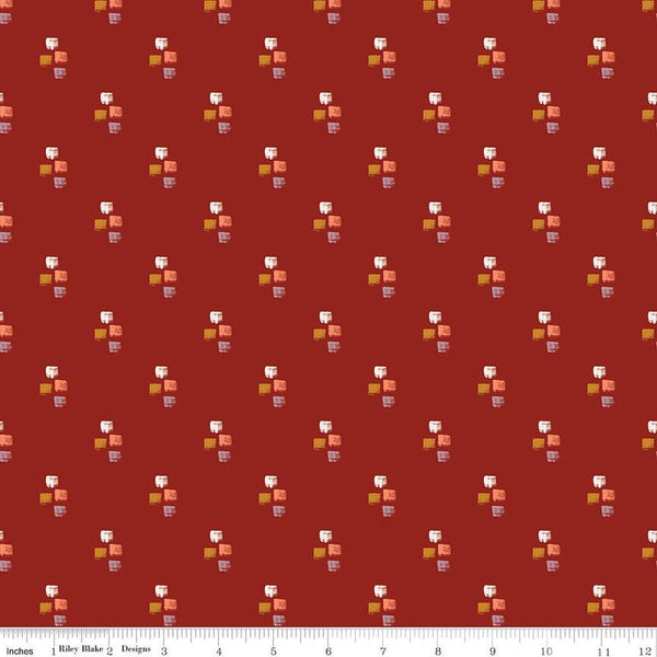 SALE Maple Strokes C12477 Brick - Riley Blake Designs - Geometric Squares - Quilting Cotton Fabric