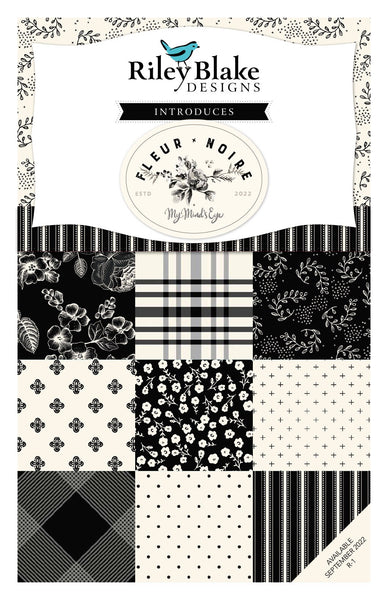Fleur Noire 5" Stacker Charm Pack Bundle - Riley Blake Designs - 42 Piece Precut Pre cut - Black Cream - Quilting Cotton Fabric