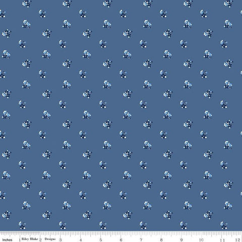 Blue Jean Ditzy C12722 Denim by Riley Blake Designs - Floral Flowers Blue - Quilting Cotton Fabric