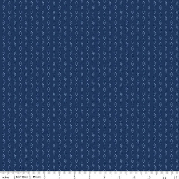 31" End of Bolt - Blue Jean Shirting C12723 Navy by Riley Blake Designs - Geometric Blue - Quilting Cotton Fabric