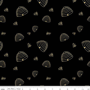 SALE The Beehive State Beehives C12532 Black - Riley Blake Designs - Utah Bees Honeybees - Quilting Cotton Fabric