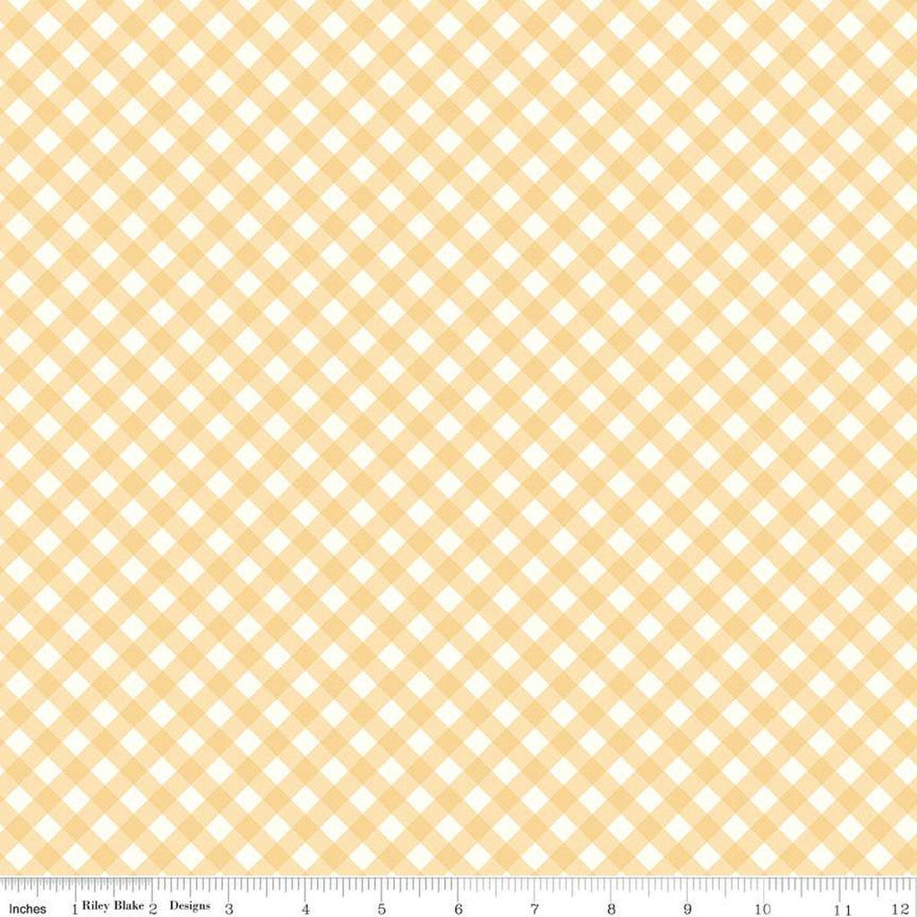 The Beehive State PRINTED Gingham C12534 Beehive - Riley Blake Designs - Utah Cloud/Gold Diagonal Check - Quilting Cotton Fabric
