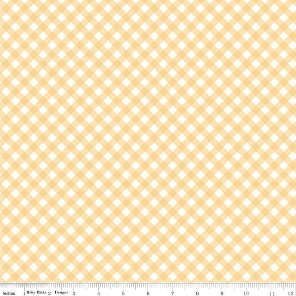 30" End of Bolt - The Beehive State PRINTED Gingham C12534 Beehive - Riley Blake - Utah Cloud/Gold Diagonal Check - Quilting Cotton Fabric