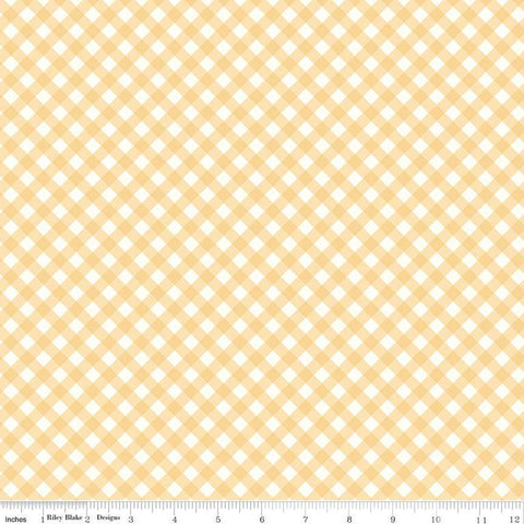 30" End of Bolt - The Beehive State PRINTED Gingham C12534 Beehive - Riley Blake - Utah Cloud/Gold Diagonal Check - Quilting Cotton Fabric