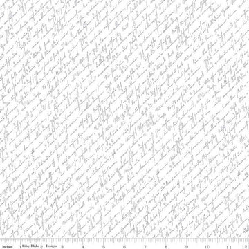 25" End of Bolt - Hush Hush 2 Reminisce C12880 - Riley Blake Designs - Low-Volume Cursive Text Diagonal - Quilting Cotton Fabric