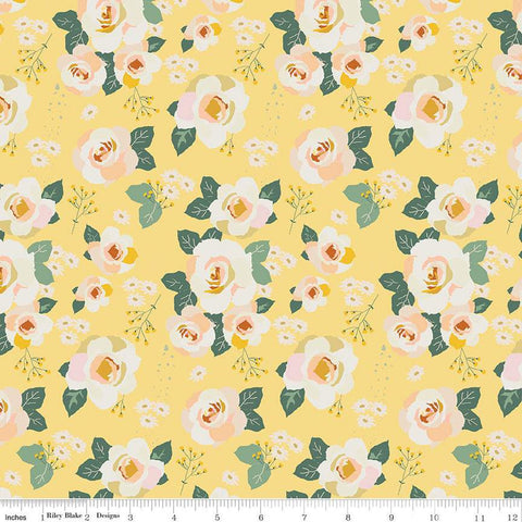SALE Forgotten Memories Main C12750 Lemon - Riley Blake Designs - Floral Flowers - Quilting Cotton Fabric