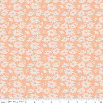 SALE Forgotten Memories Daisy C12751 Apricot - Riley Blake Designs - White Daisies Floral Flowers - Quilting Cotton Fabric