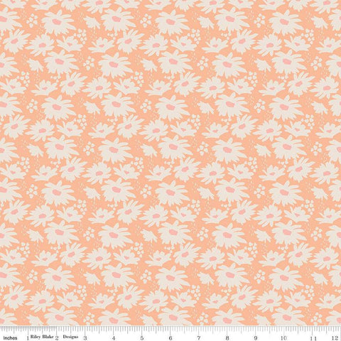 SALE Forgotten Memories Daisy C12751 Apricot - Riley Blake Designs - White Daisies Floral Flowers - Quilting Cotton Fabric