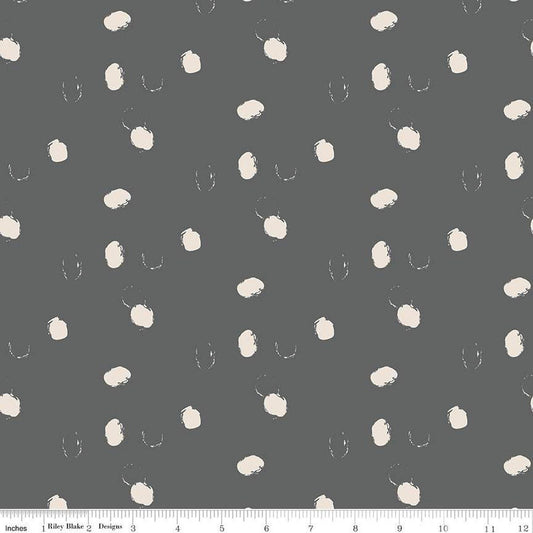 CLEARANCE Forgotten Memories Dot C12753 Charcoal - Riley Blake Designs - Puffy Outlined Dots Dotted - Quilting Cotton Fabric