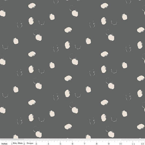 SALE Forgotten Memories Dot C12753 Charcoal - Riley Blake Designs - Puffy Outlined Dots Dotted - Quilting Cotton Fabric